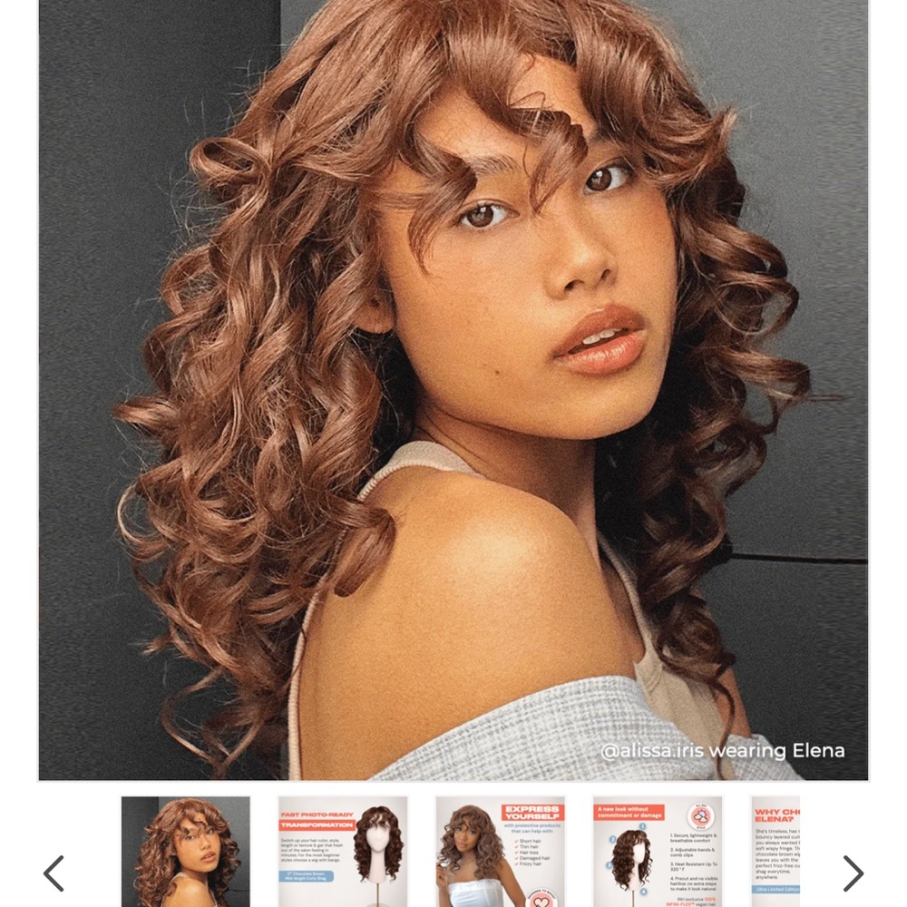 INH Insert Name Here ELENA beautiful curls wig. Chocolate Brown Curly shag.